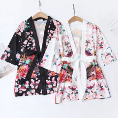 Japanese Style Women Loose Floral Print Kimono