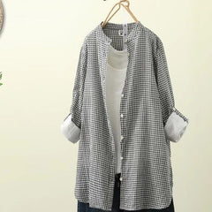 Japanese Retro Women Mid Length Thin Shirt