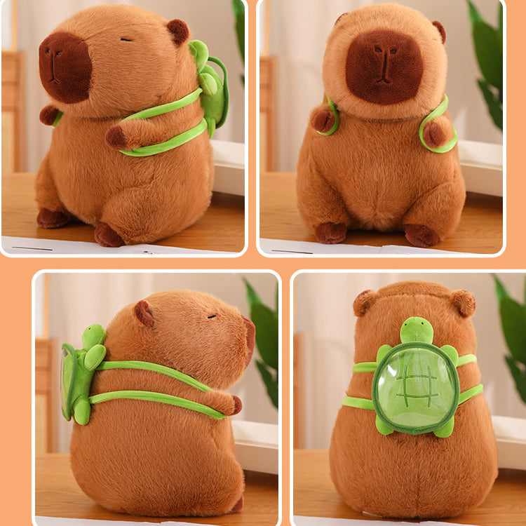 Capybara Plush Toy with Turtle Bag Pillow