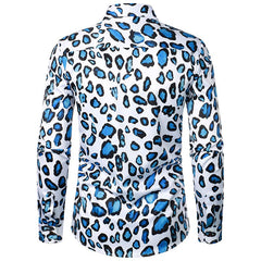 Retro Men's Leopard Print Disco Long Sleeve Shirt