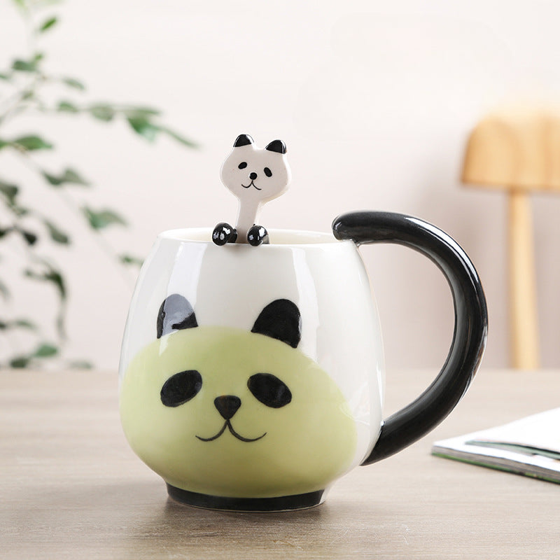 Cute Cartoon Animal Mug with Spoon Coffee Cup