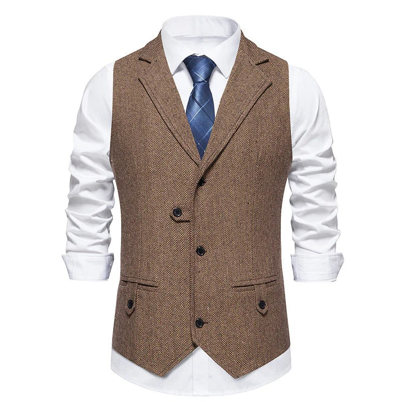 Vintage Lapel Single Breasted Men's Suit Vest