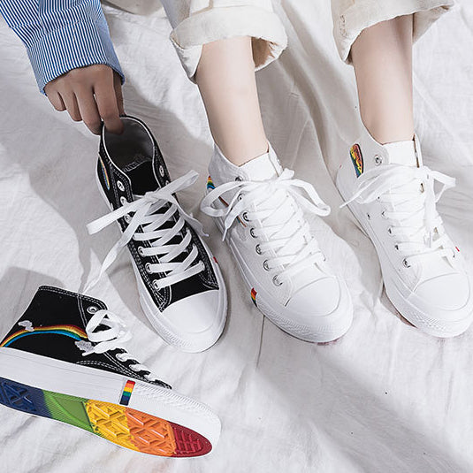 Stylish Rainbow Canvas High Top Sneakers