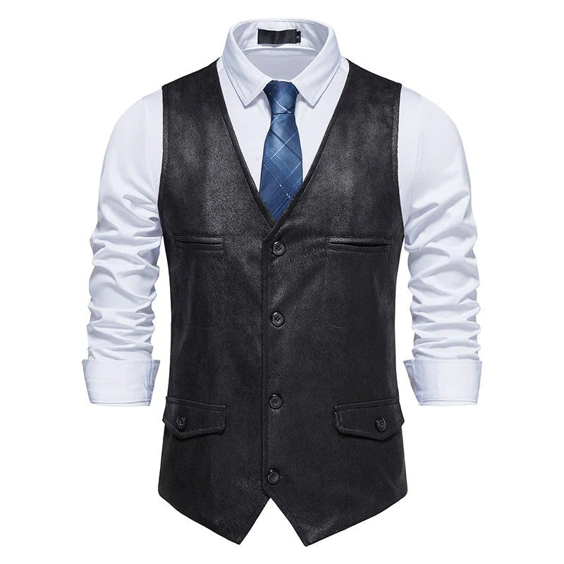 Trendy V-neck Suede Single Breasted Vest Jacket