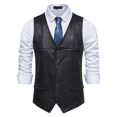 Trendy V-neck Suede Single Breasted Vest Jacket