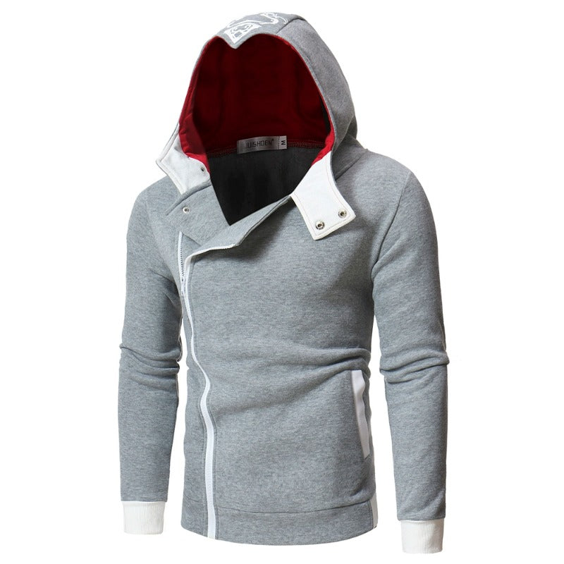 Chic Men's Game Cosplay Oblique Zipper Hoodie