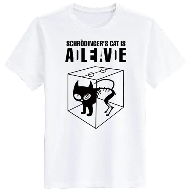 Schrodinger's Cat Geek Physical Quantum Mechanics Cotton T-shirt