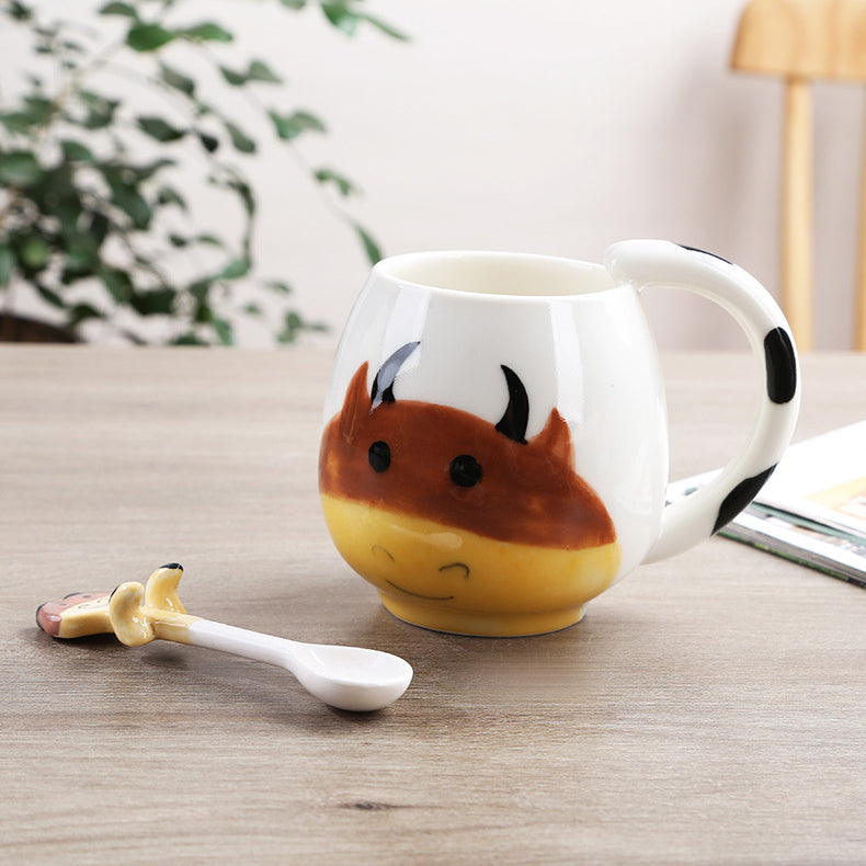 Cute Cartoon Animal Mug with Spoon Coffee Cup