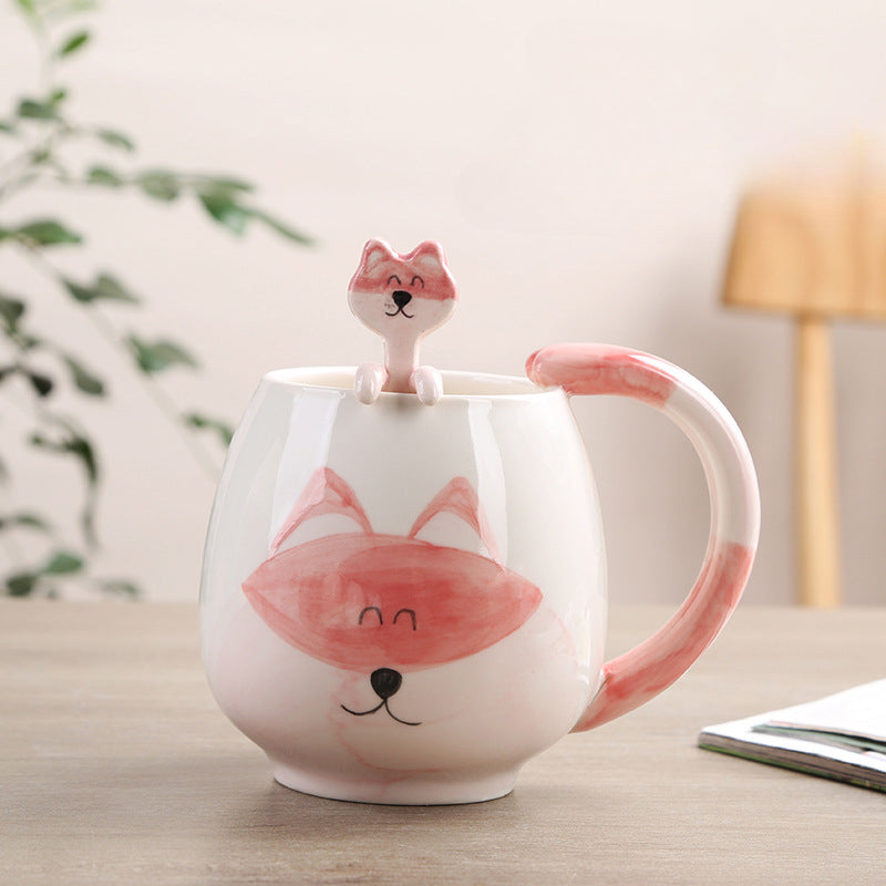 Cute Cartoon Animal Mug with Spoon Coffee Cup