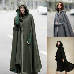 Women's Hooded Tie Up Shawl Extended Cape