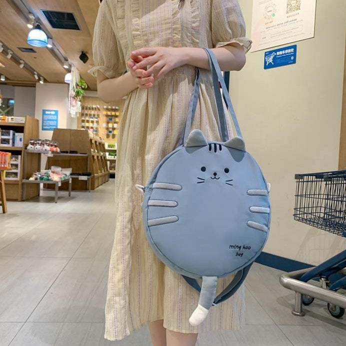 Cute Cartoon Cat Tail Shoulder Canvas Leisure Bag