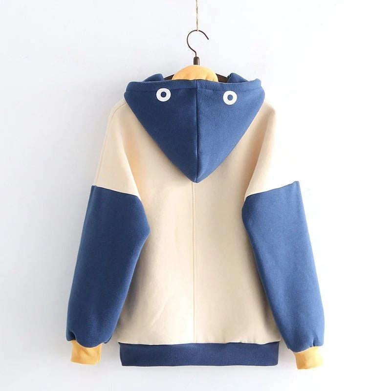 Japanese Fashion Penguin Print Velvet Warm Hoodie