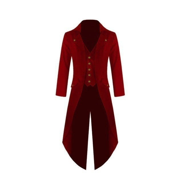 Retro Fashion Men's Solid Color Steampunk Tuxedo Coat