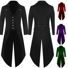 Retro Fashion Men's Solid Color Steampunk Tuxedo Coat