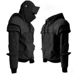 Stylish Mask Knight Cosplay Solid Color Drawstring Hoodie