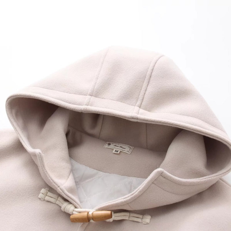 Korean Style Solid Color Horn Button Loose Pockets Coat