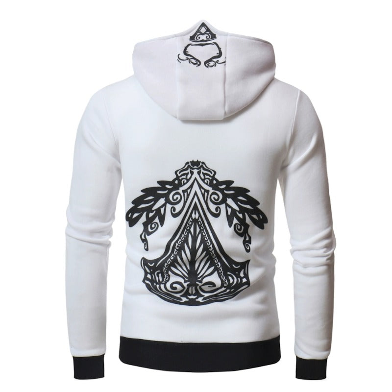 Chic Men's Game Cosplay Oblique Zipper Hoodie