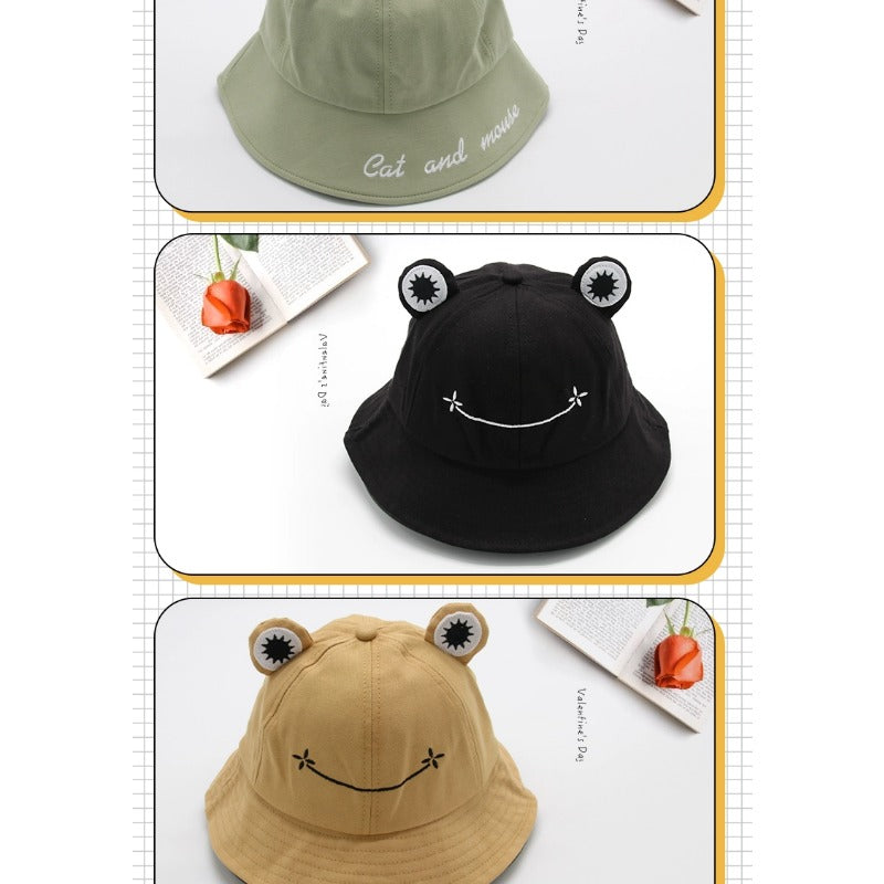 Summer Kawaii Frog Embroidery Fisherman's Hat