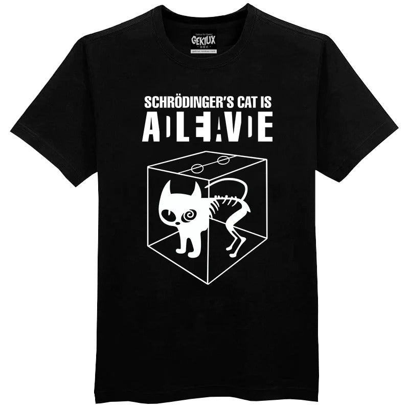 Schrodinger's Cat Geek Physical Quantum Mechanics Cotton T-shirt