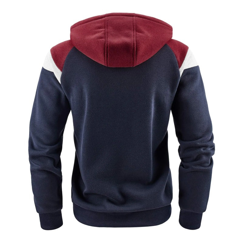 Men's Color Block Casual Drawstring Sports Hoodie