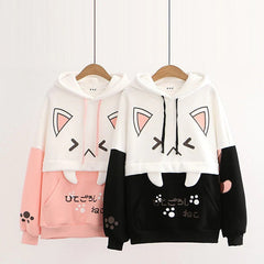 Artistic Cute Cat Paws Print Warm Hoodie