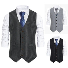 Retro Men's Striped Single Breasted Vest Suit