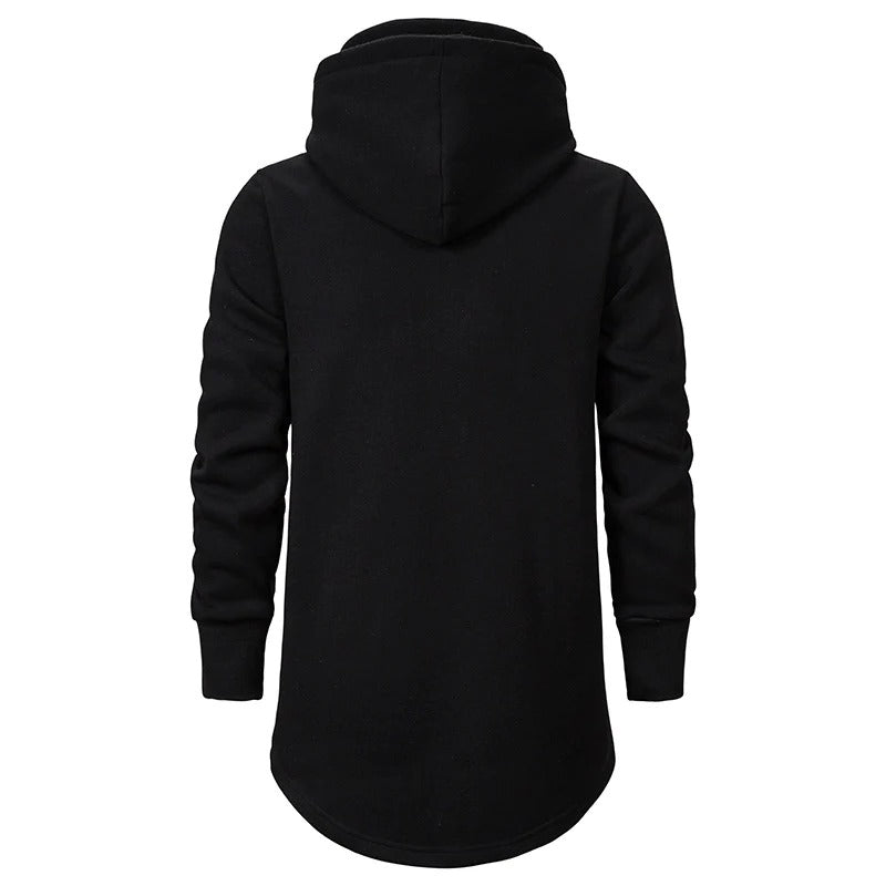 Trendy Men's Dark Style Medium Length Hoodie