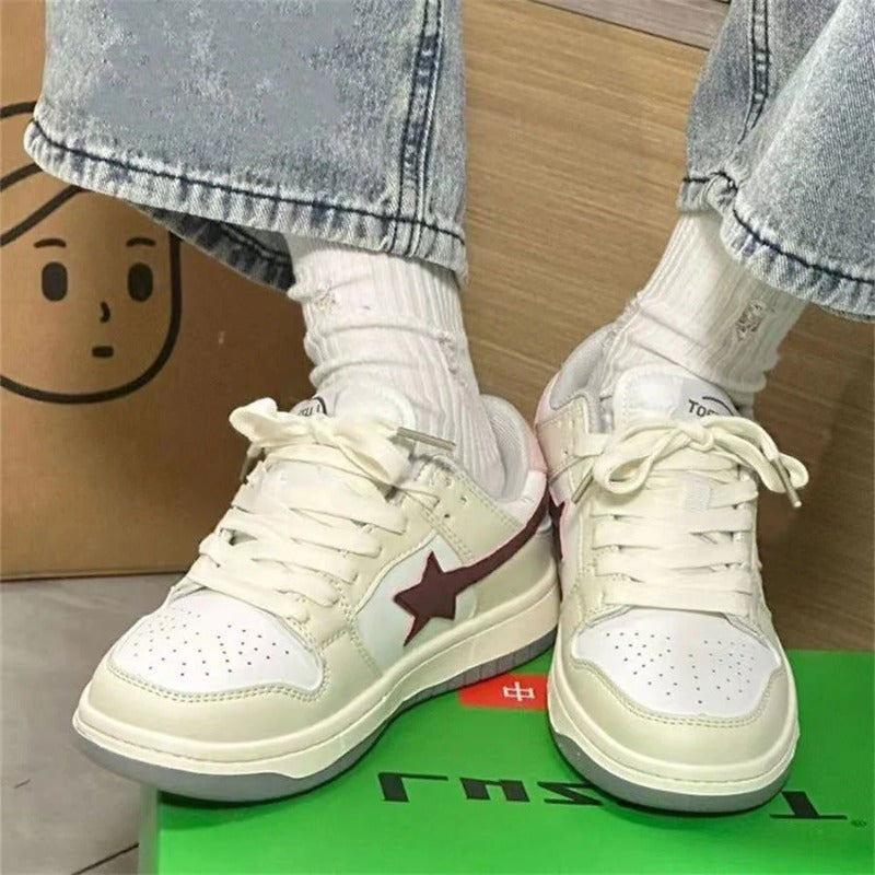 Y2K Style Star Insert Women's White Leisure Shoes