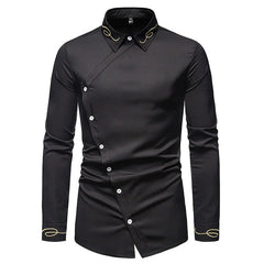 Men's Embroidery Asymmetric Long Sleeve Western Shirt