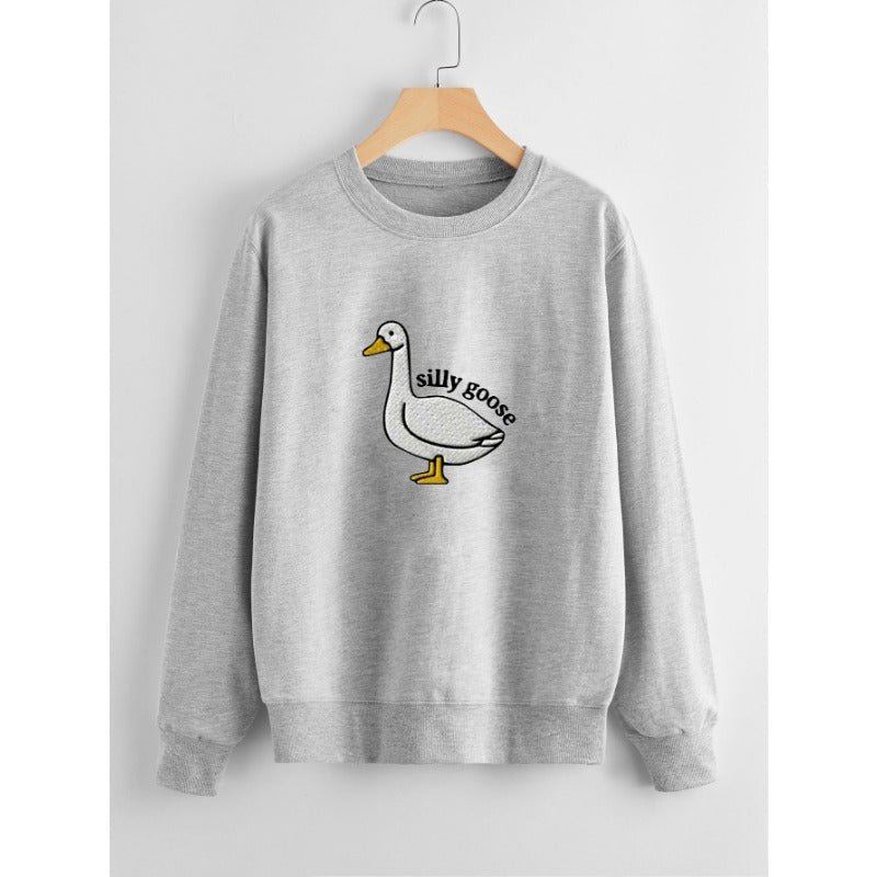 Silly Goose Printed Casual Round Neck Sweatshirt