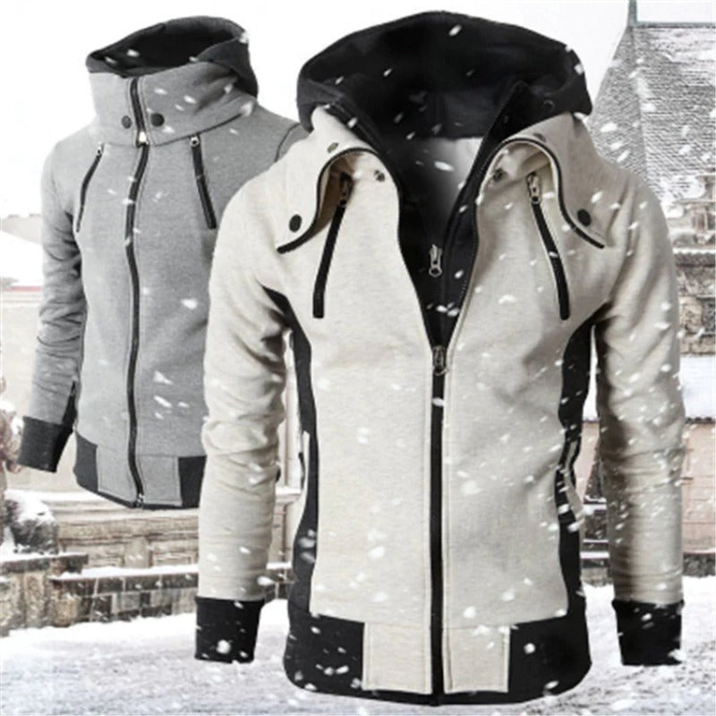 Dank Game Men's Zipper Fake Two-piece Hooded Coat