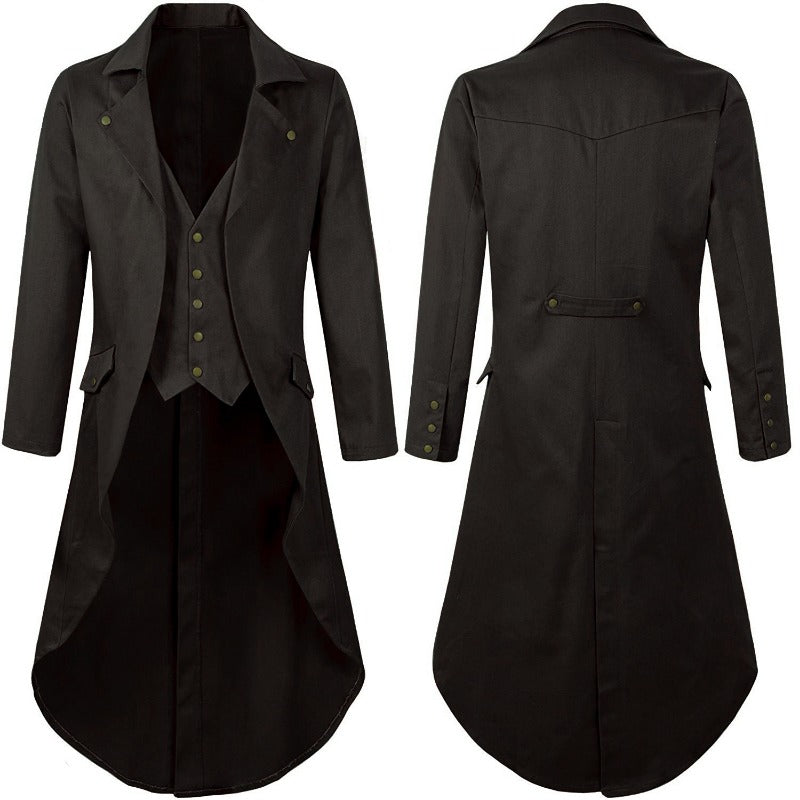 Chic Men's Gothic Steampunk Coat Cosplay Tuxedo