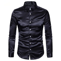 Casual Men's Quality Party Shiny Long Sleeve Shirt