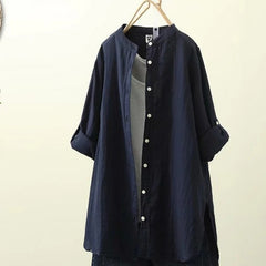 Japanese Retro Women Mid Length Thin Shirt