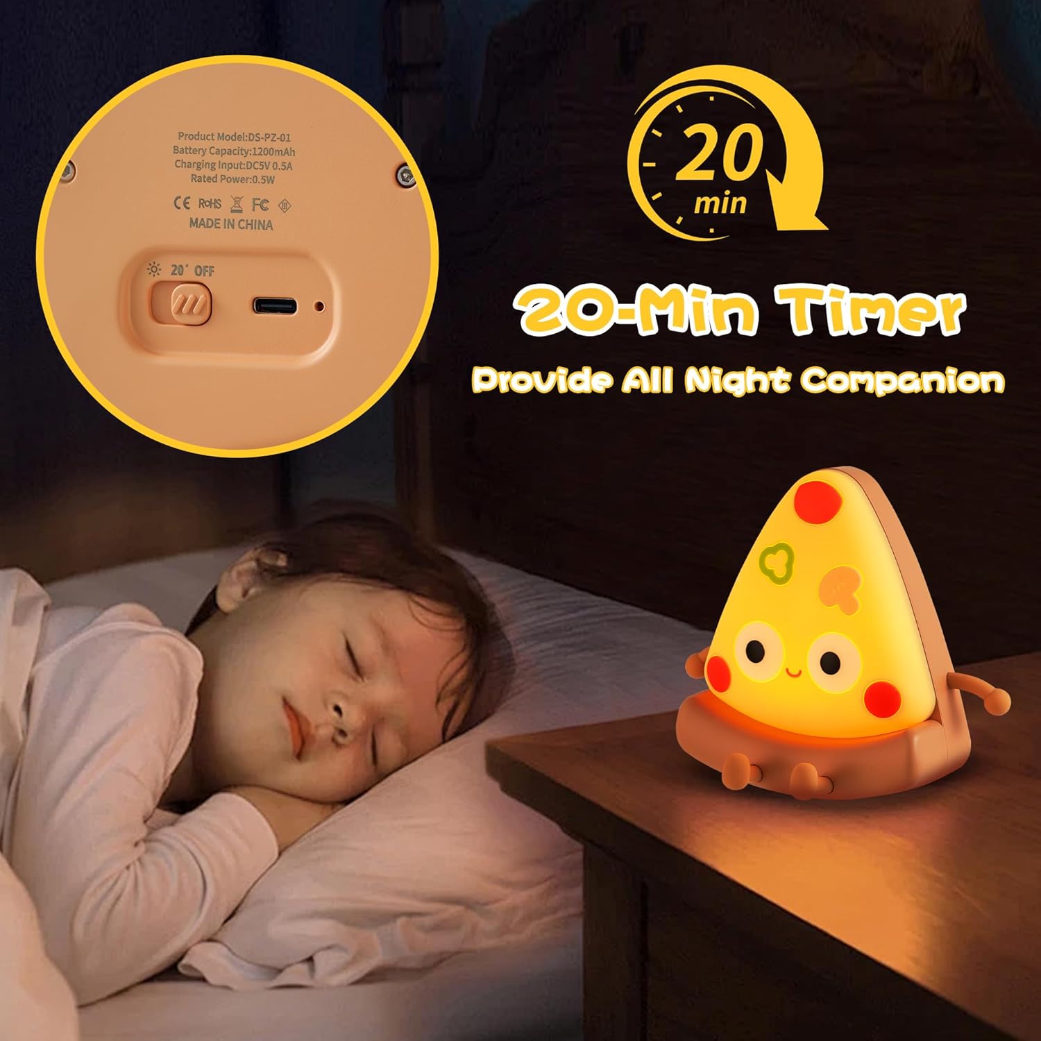 Cute Pizza Night Light