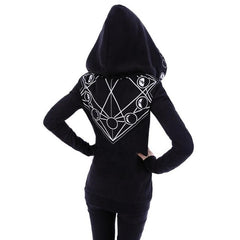 Women's Dark Style Gothic Black Moon Printed Hoodie