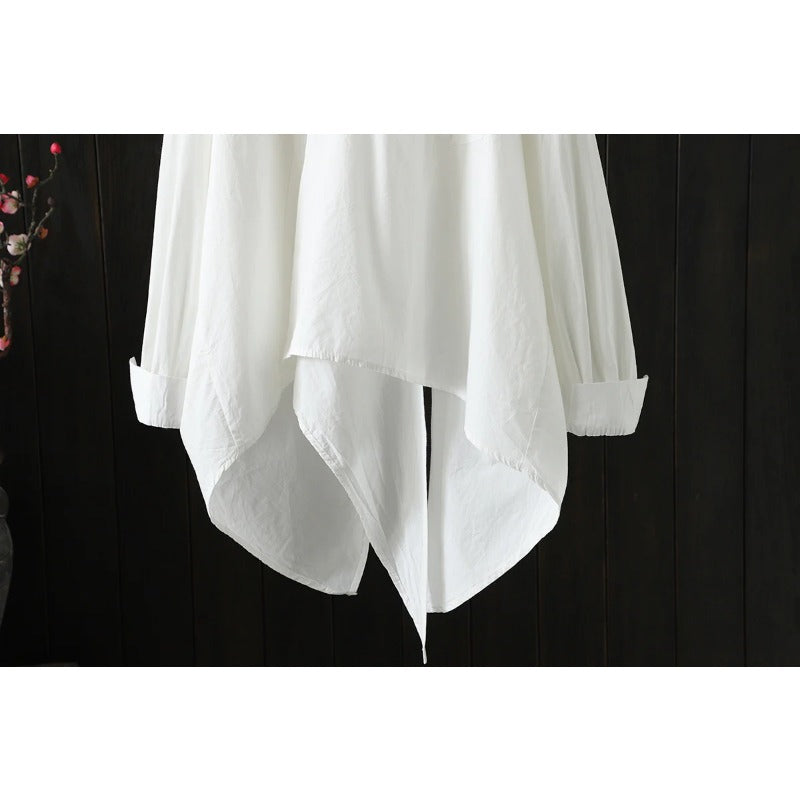 Korean Fashion Asymmetrical Stitching Loose Long Shirt