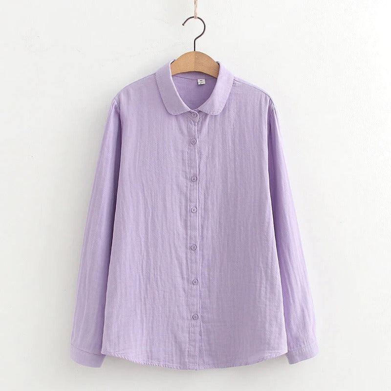 Stylish Candy Color Lapel Double-layer Simple Blouse