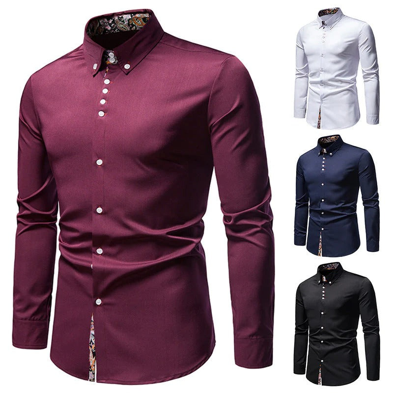 Men's Floral Casual Paisley Print Slim Fit Button Shirt