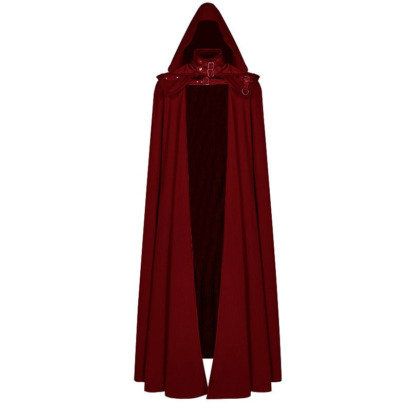 Medieval Gothic Devil Wizard Hooded Long Cloak Robe