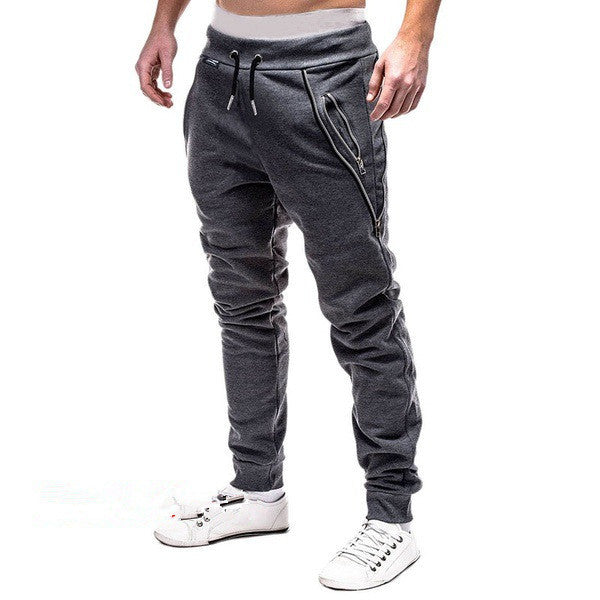 Trendy Zipper Men's Sports Drawstring Sweatpants