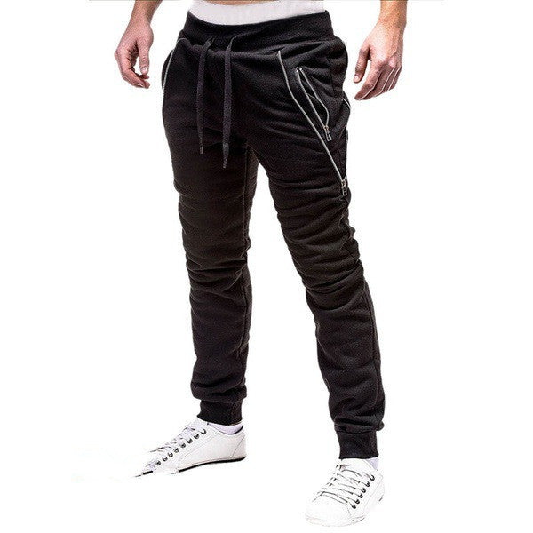 Trendy Zipper Men's Sports Drawstring Sweatpants