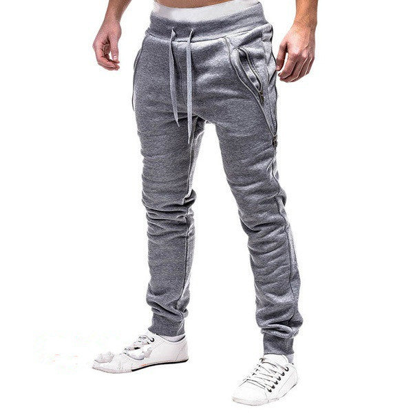 Trendy Zipper Men's Sports Drawstring Sweatpants