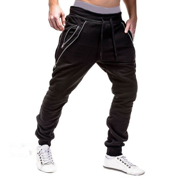 Trendy Zipper Men's Sports Drawstring Sweatpants