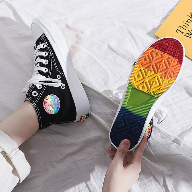 Stylish Rainbow Canvas High Top Sneakers