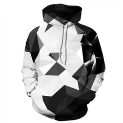 Casual Rhombic Digital Printed Long Sleeved Hoodie