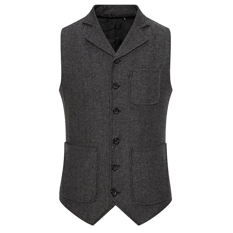 Vintage Men's Single Breasted Lapel Vest Suit