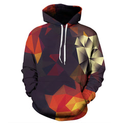 Casual Rhombic Digital Printed Long Sleeved Hoodie