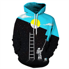 Unisex Galaxy Astronaut Digital Print Long-sleeved Sports Hoodie