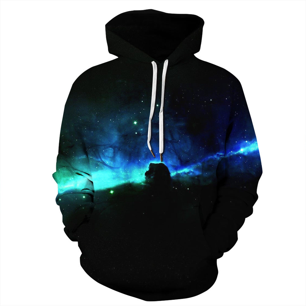 Unisex Galaxy Astronaut Digital Print Long-sleeved Sports Hoodie